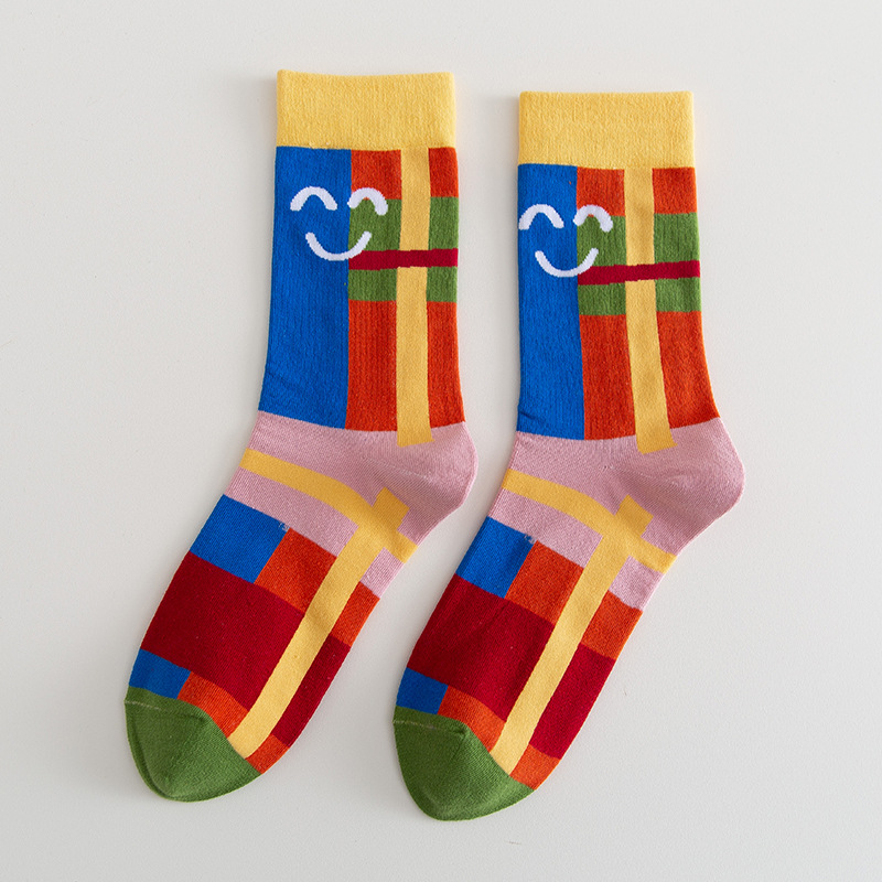 Couple Socks Cartoon Cute Smiley Rainbow Horse Men Women Socks